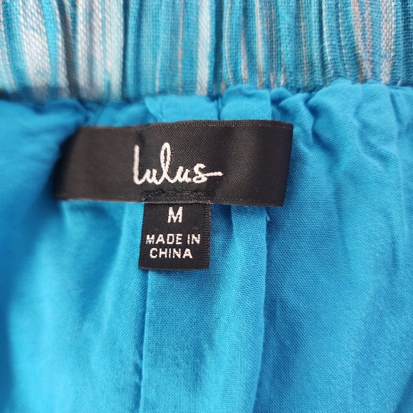 Lulu's Blue Gray Stripe Linen Skort Size Medium - Picture 5 of 8